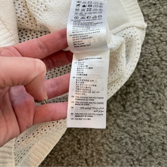 Sandro Paris open knit white fringe sweater women’s Small-medium - Picture 9 of 12